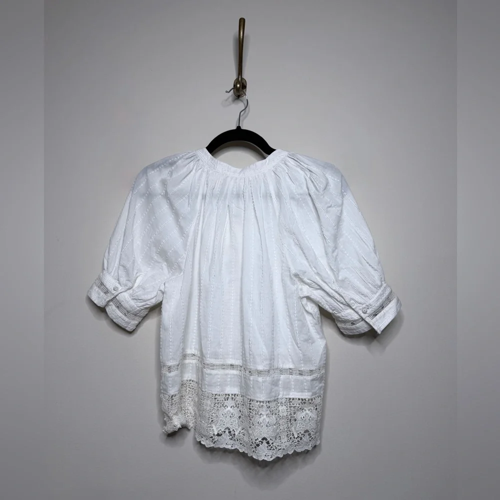 Ulla Johnson Faye Puff Sleeve Blouse in Pristine